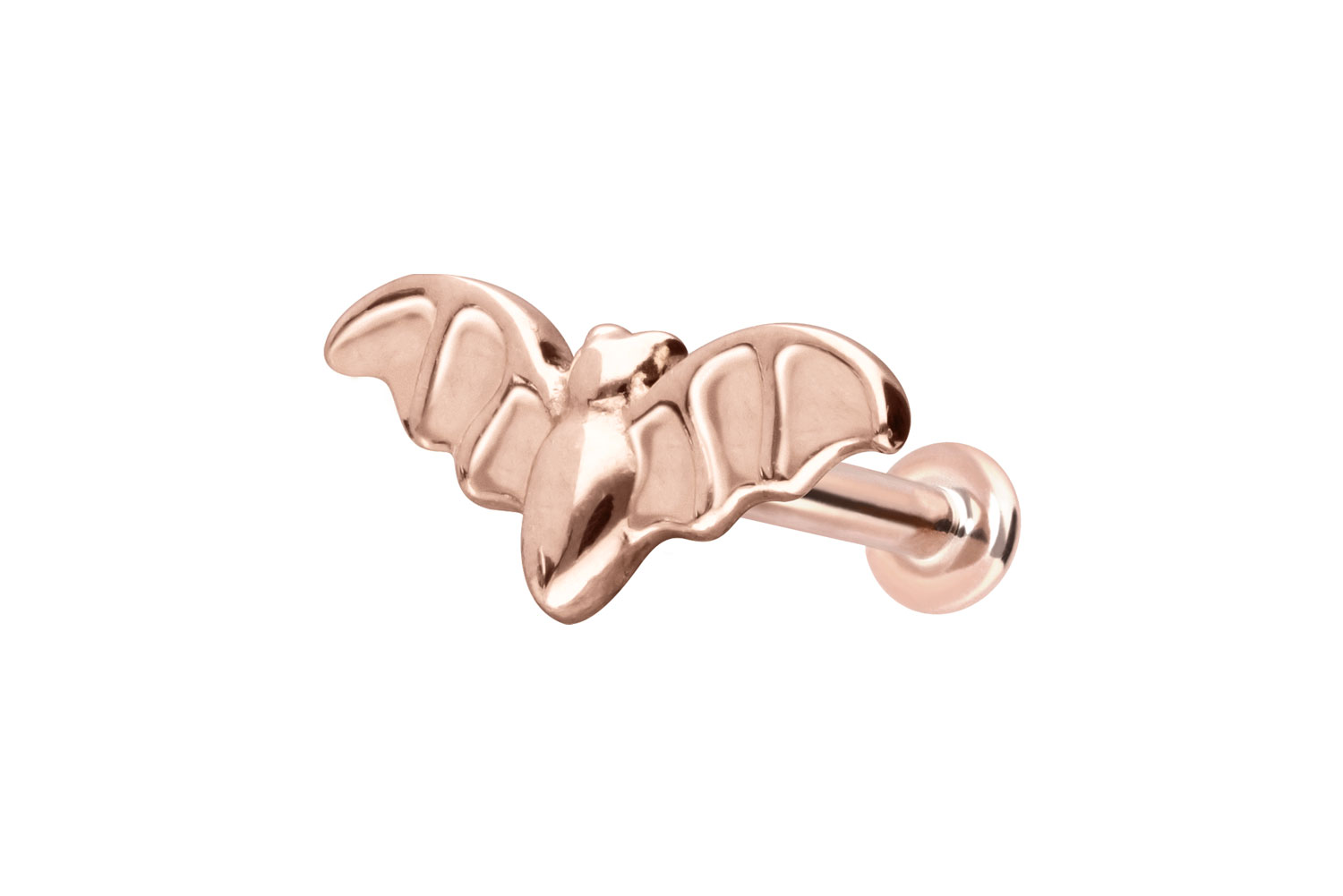 14 Karat Gold Labret Piercing mit Push Fit FLEDERMAUS